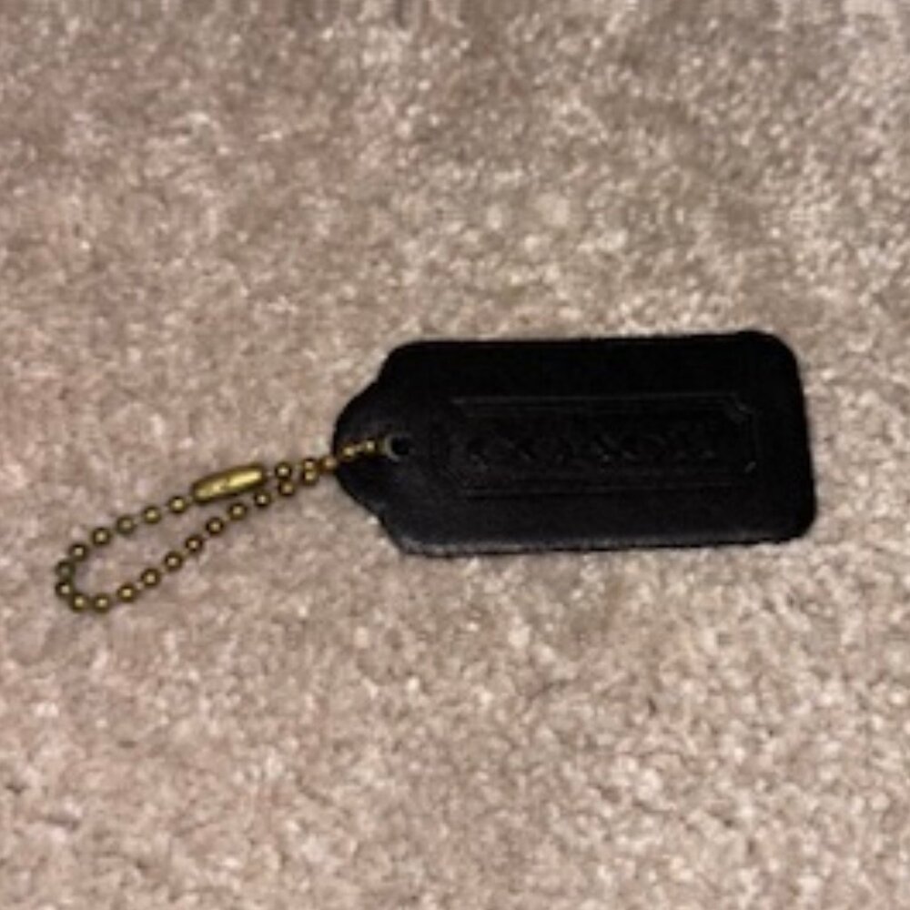 Vintage Coach Black Equestrian Bag with Long Strap, Gold Hardware, and Bag Tag - Picture 14 of 14